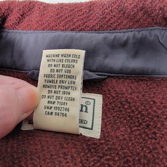 LL Bean Shirt Jacket Men’s XL Red Snap Fleece Shacket Elbow Patches Gorpcore - Picture 9 of 9